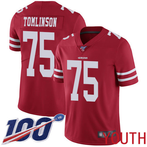 San Francisco 49ers Limited Red Youth Laken Tomlinson Home NFL Jersey #75 100th Season Vapor Untouchable->san francisco 49ers->NFL Jersey